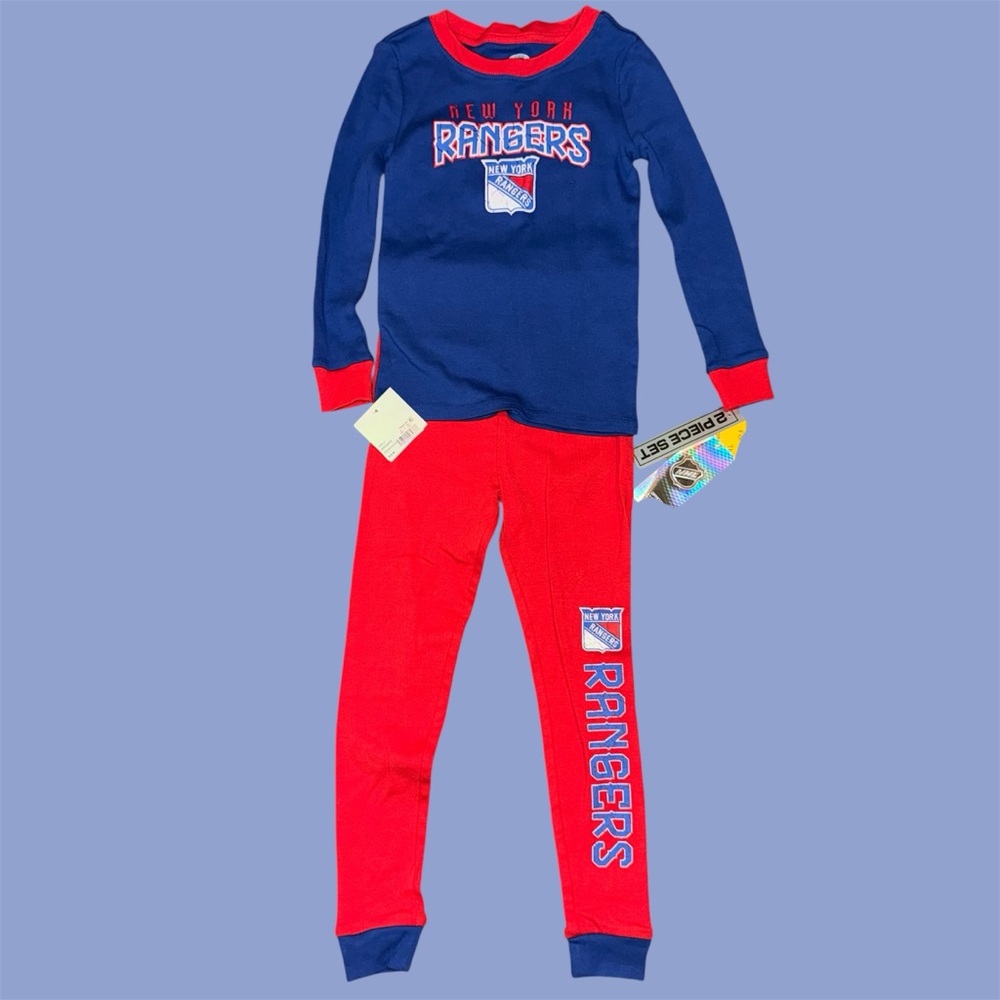 NHL Officially Licensed New York Rangers 4T 2 - Piece Pajama Set Long Sleeve NWT